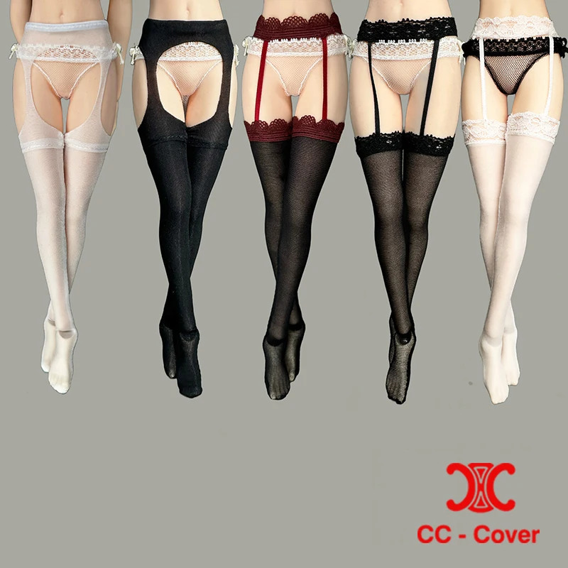CJG-066 1/6 medias eróticas colgantes para mujer, medias finas y brillantes translúcidas, modelo de ropa apto para cuerpo de figura de acción de soldado de 12"