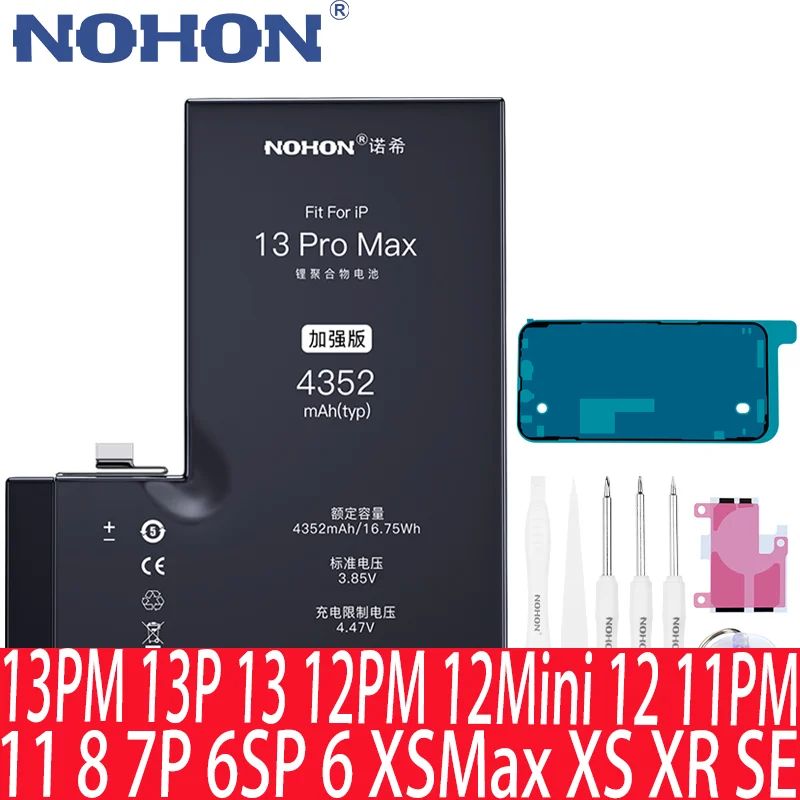 

NOHON Battery For iPhone 13 12 Pro Max Mini X XS XR 11 7 8 Plus 6 6S SE Real Capacity Battery For iPhone12 iPhoneX Bateria