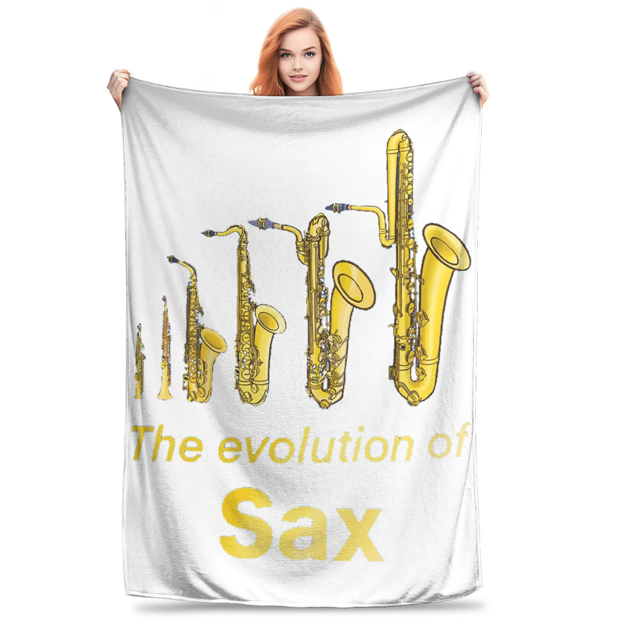 Saxophone Player Music Art Girls Y2k Graphic Blanket Soft Warm Flannel Throw Blanket Bedding for Bed Picnic Travel Home Sofa