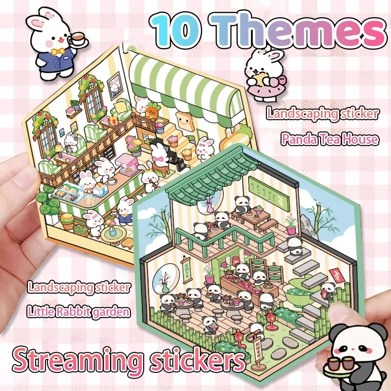 

1 шт., мультяшные 3D корейские пейзажные наклейки, кавайные милые наклейки принцессы морской свинки, снятие стресса для взрослых и детей, модный постер
