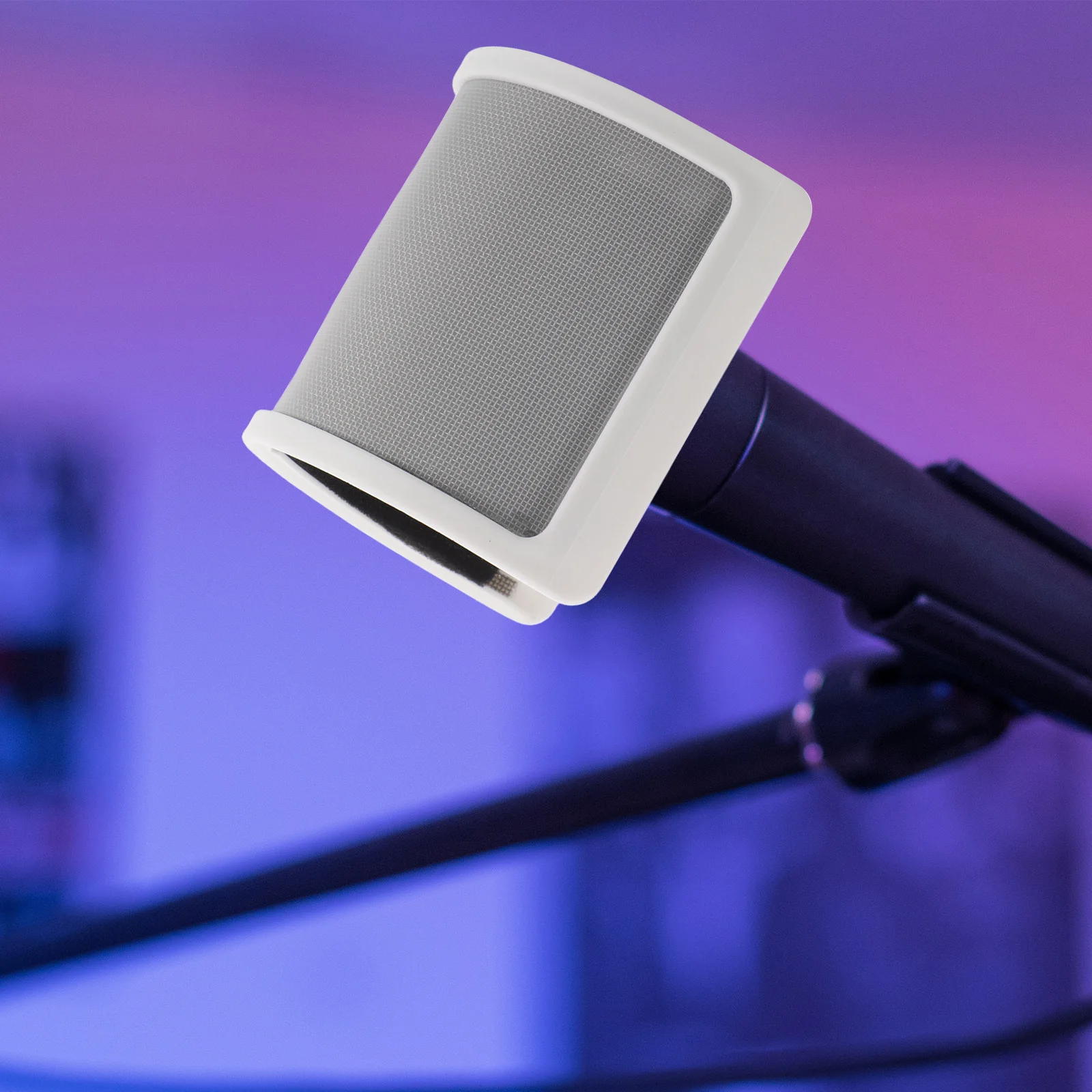 ميكروفون على شكل حرف U، فلتر بوب قابل للتنفس، درع للزجاج الأمامي لاستوديوهات التسجيل، غطاء إسفنجي لتقليل الضوضاء