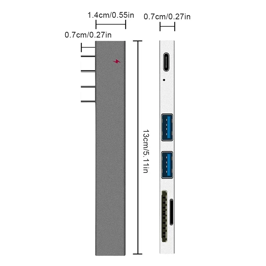 

YP Swap of Type-C Port Hub TF Card Distributor Adapter and Macbook Pro Silver 2 Type-C USB2.0 Port Card Reader Slot，Easy To Use