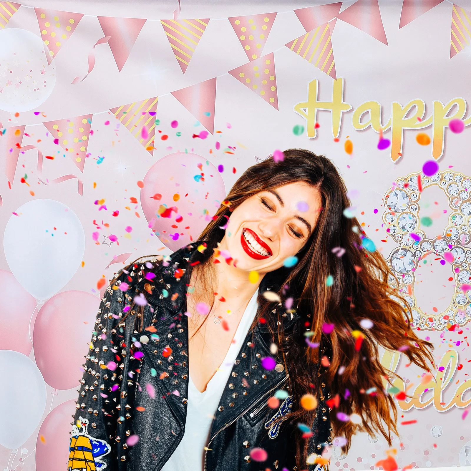 

18Th Birthday Party Banner Backdrop Decoration Large Chic Happy Birthday Photography Background 18 Year Old Sign Supplies