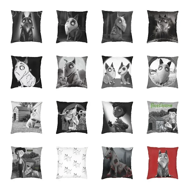 Frankenweenie Sparkly Dog Throw Pillow Home Decoration Tim Burton Horror Movie Nordic Cushion Cover Velvet Pillowcase