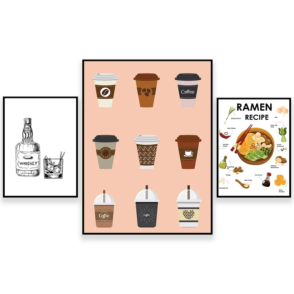

Ramen receipt print, ramen bowl, ramen, soy sauce poster, whiskey glass art, coffee shop poster, gift for coffee lovers