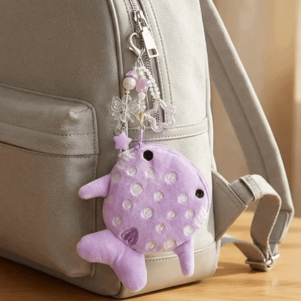 New Portable Whale Shark Coin Purse Mini Size with Pendant Wallet Cartoon Adorable Zipper Change Bag Backpack Accessory
