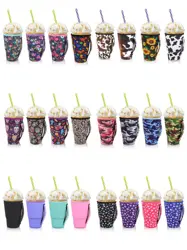 Reusable Iced Coffee Insulator Sleeves With Handle for Cold Drinks Beverages Most Coffee, Fits 30-32 Oz Large Cups