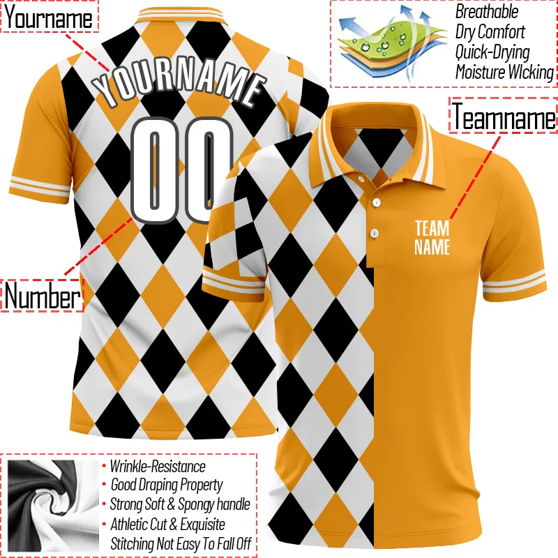 

Summer Shirts Women For Men Personalized Plaid Polo Shirt 3D Print Golf Shirts Customize Your Name, Number, Team Name
