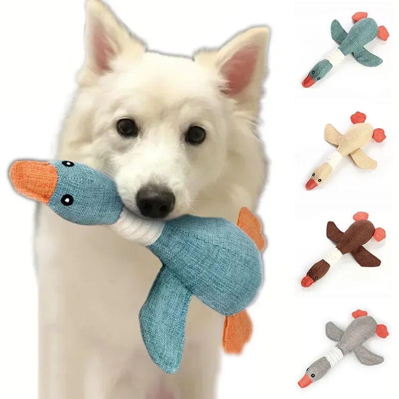 Pet Mallard Duck Dog Toy for Aggressive Chewers Dog Squeaky Wild Goose Puzzle Training Toys Cute Soft Dog Chew Toy with Squeaker