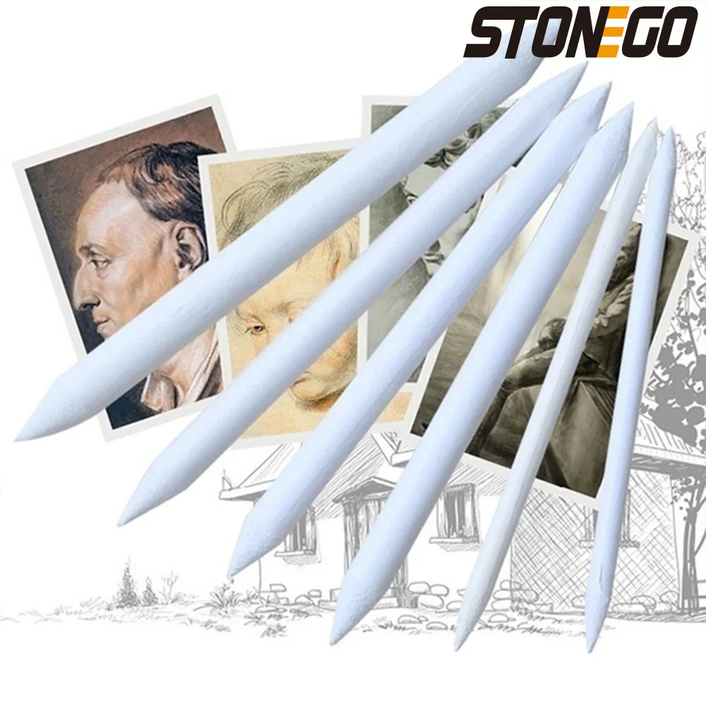 STONEGO 6PCS Sketch Drawing Pen Artistic White Pencil Tool for Shading and Shadows Office Art Supplies
