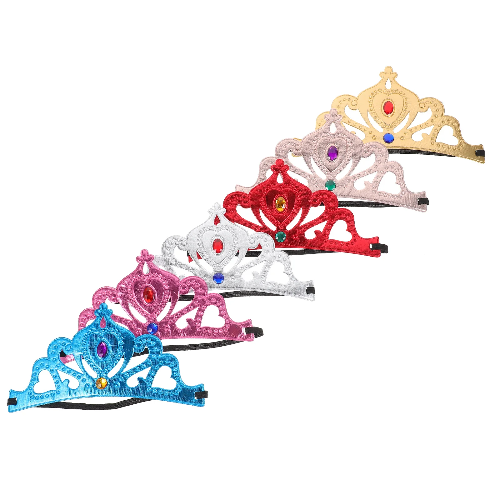 

6Pcs Princess Birthday Crown Headpiece Durable Cloth Party Accessory for Girls Little Girls Cosplay Celebration
