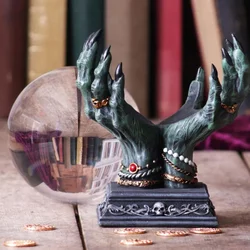 Beyond The Grave Horror Hand Crystal Ball Gothic Home Decor For Bedroom Witch Crystal Ball Display Stand Rack Desktop Ornament