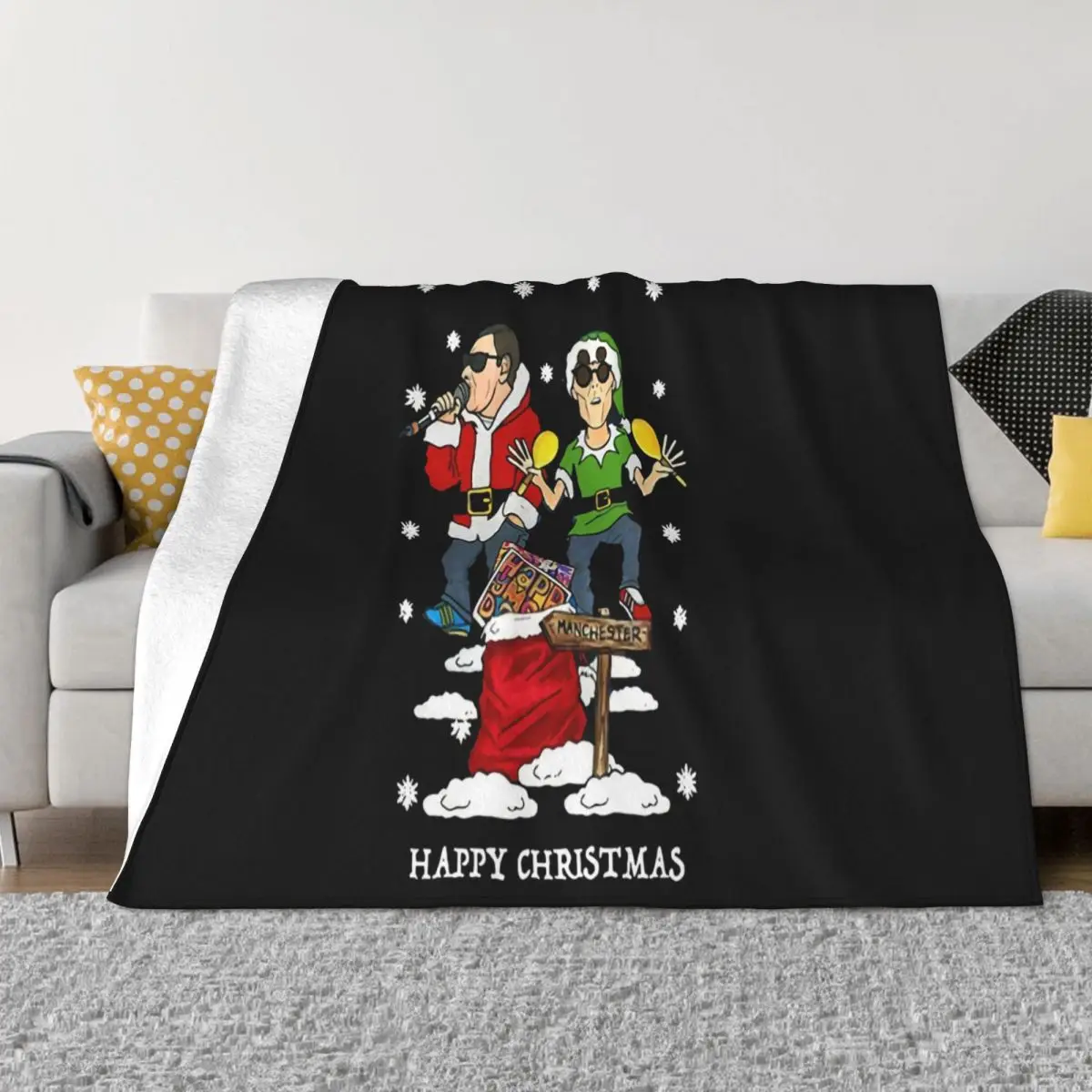 Happy Mondays Christmas Jumper Unisex Black Xmas 2020 Promotion Dj Popular Style Hot Newest Designs New Print Throw Blanket