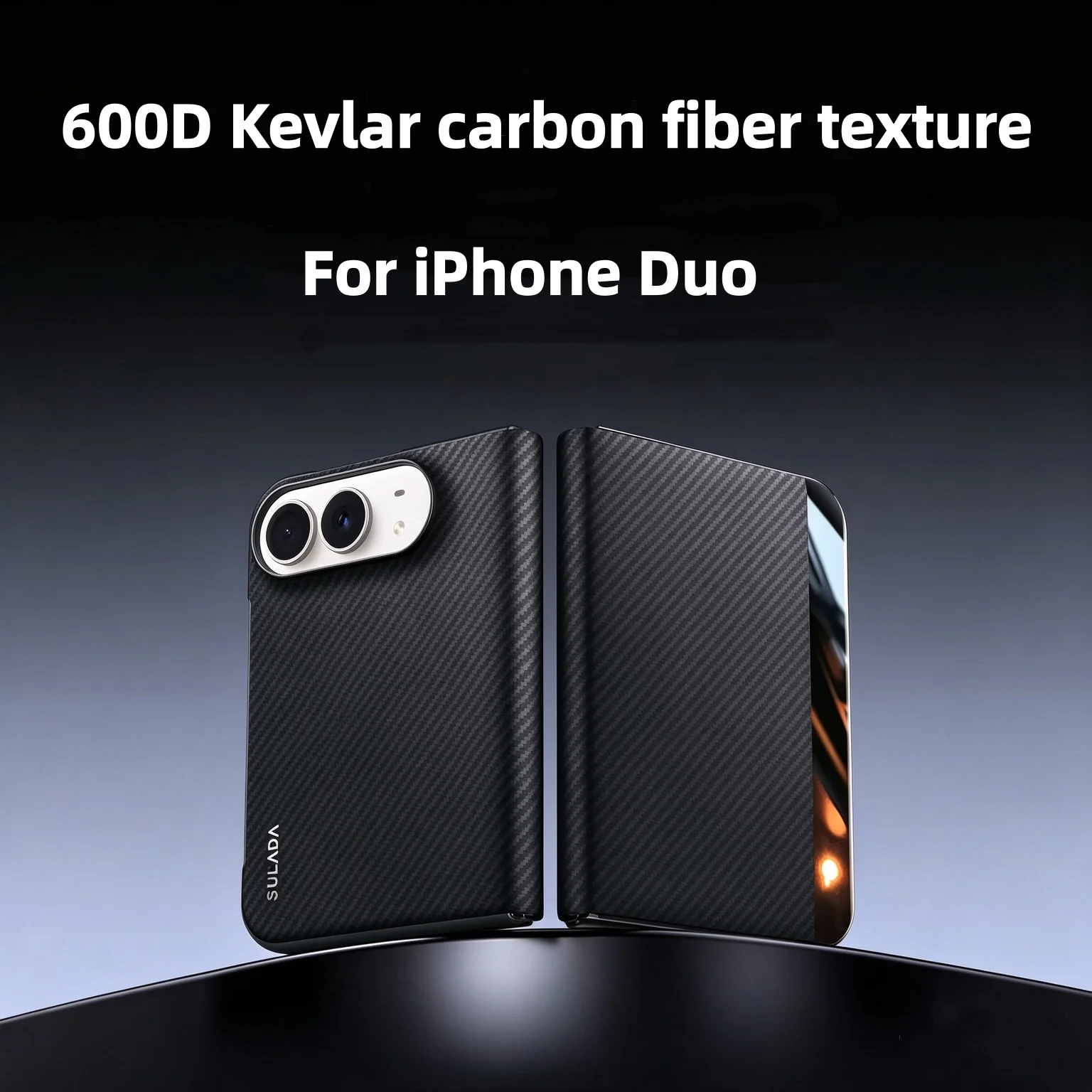 New Luxury Sulada Carbon Fiber Pattern Leather Magsafe Case For iphone Duo Business Window View Flip Cover For iphone Duo