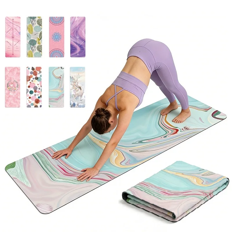 

Suede Printed Yoga Mat Rubber Yoga Mat Foldable Anti Slip Wear-resistant Fitness mat Ultra-thin Folding Cushion 68/80cm*1.5mm