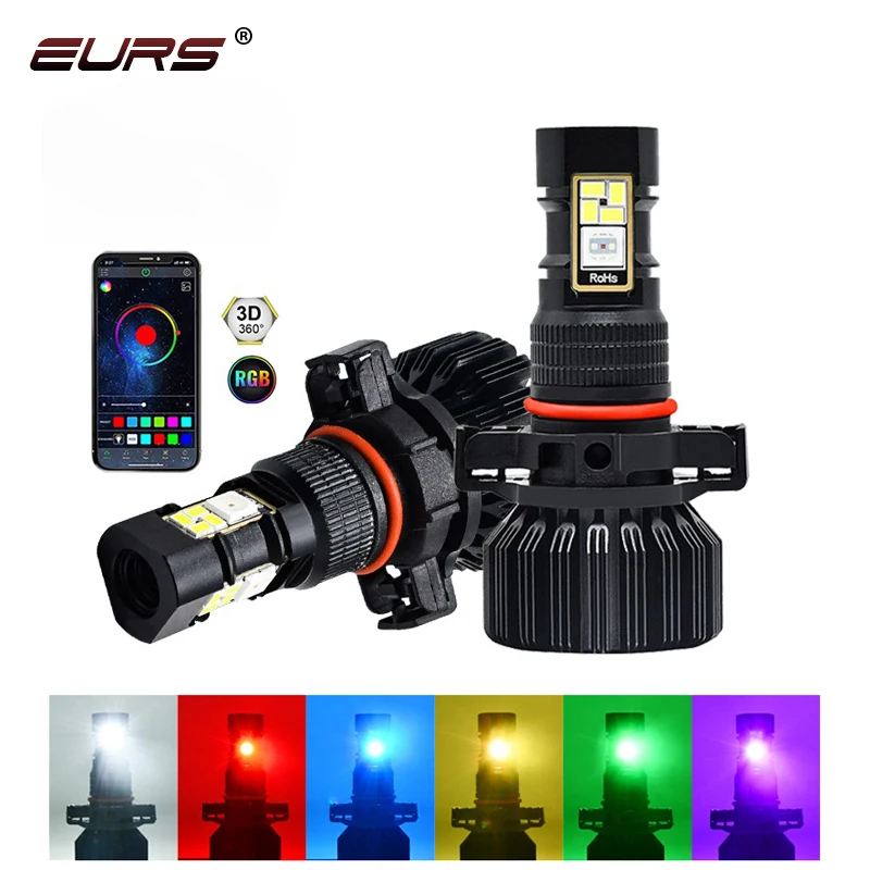 

2PCS H11 LED Car Headlight Bulb H8 H9 H11 H10 9005 9006 Lamp Fog Light 120W RGB APP Control Auto Fog Light HB3 Vehicle LED Light