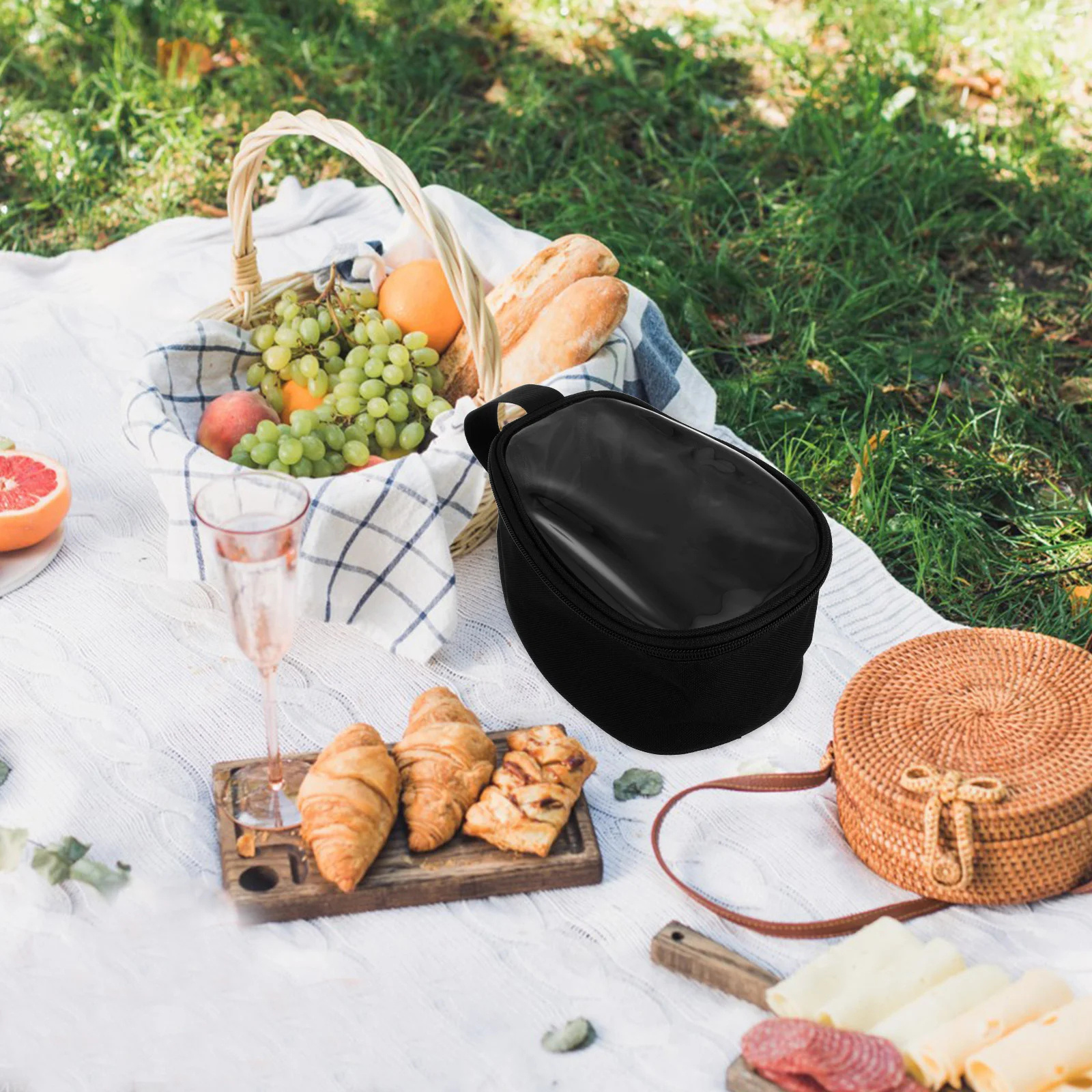 

Black Camping Tableware Carrying Bag Foldable Portable Outdoor Cookware Organizer Cooking Utensil Storage for Hiking Picnic Bbq