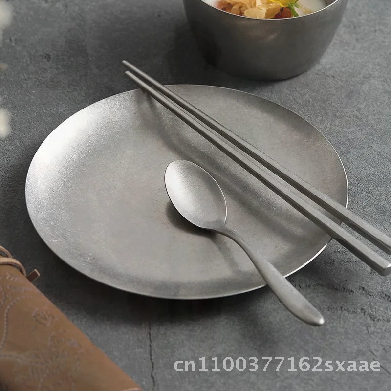 

Винтажная посуда из нержавеющей стали, снежная серебряная чашка, десертная ложка, легкая роскошная креативная коммерческая посуда