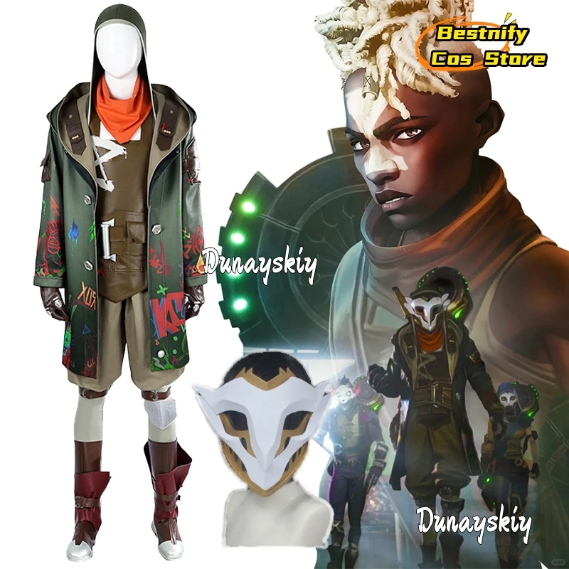 Arcane Ekko Cosplay Kostüm Der Junge, der Zeit verbrechert Spiel Uniform Spiel Maske Schuh Outfits Halloween Karneval Anzug für Mann