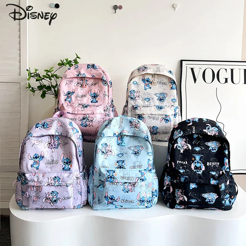 

Disney Stitch Angel Backpack Cute Cartoon Print Large Capacity Lightweight Casual Bag Multiple Compartments for Travel Student