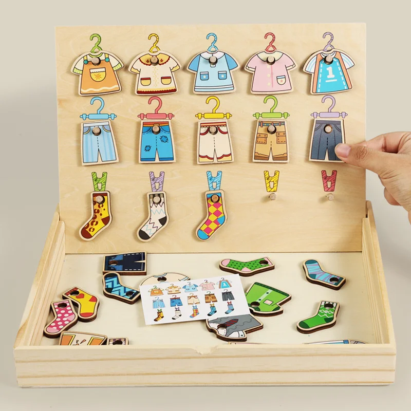 Juguetes Educativos Montessori de madera para niños, secado de ropa, forma de Color a juego, juego de mesa cognitivo, juguetes de aprendizaje preescolar