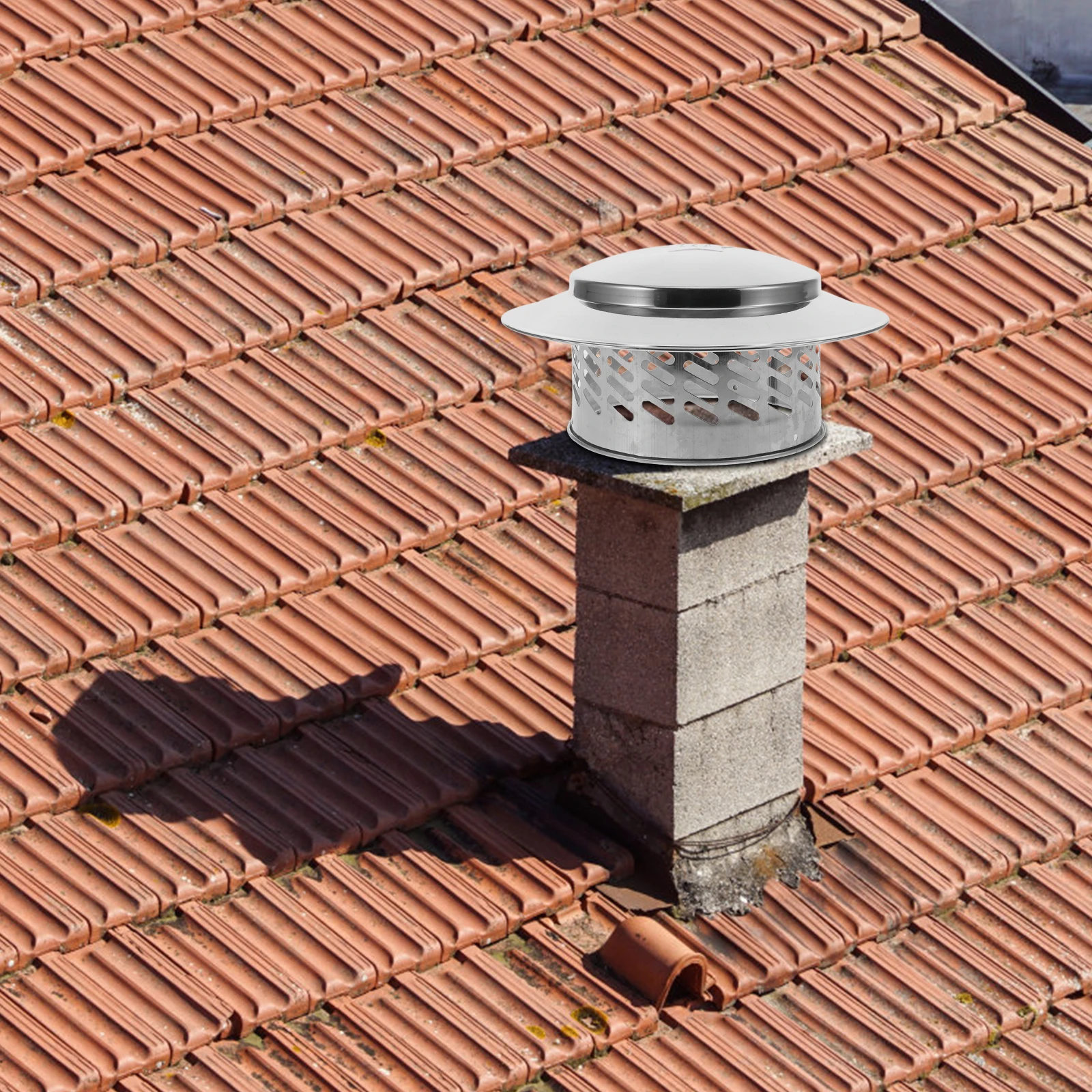 

Stainless Steel Chimney Rainproof Universal Fit Roof Exhaust Vent Bird Debris Guard Outdoor Fireplace Ventilation Round