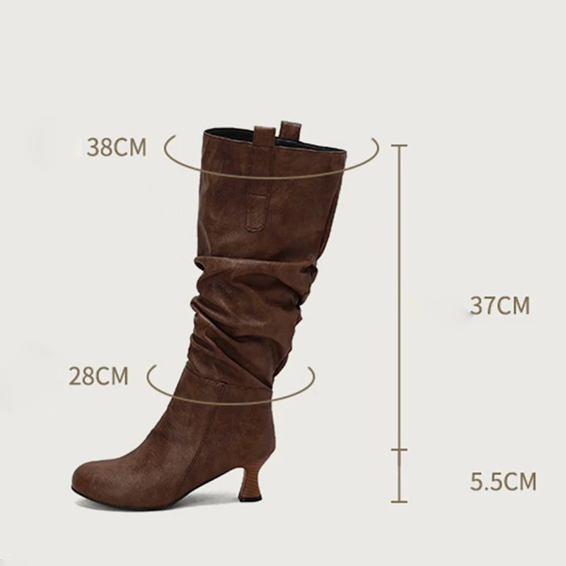 ORCHA LISAFancy سيدة حذاء برقبة للركبة جولة تو كعب صغير 5.5 سنتيمتر البريدي تمديد حجم 47 48 49 50 أحذية تاريخ الرجعية عادية