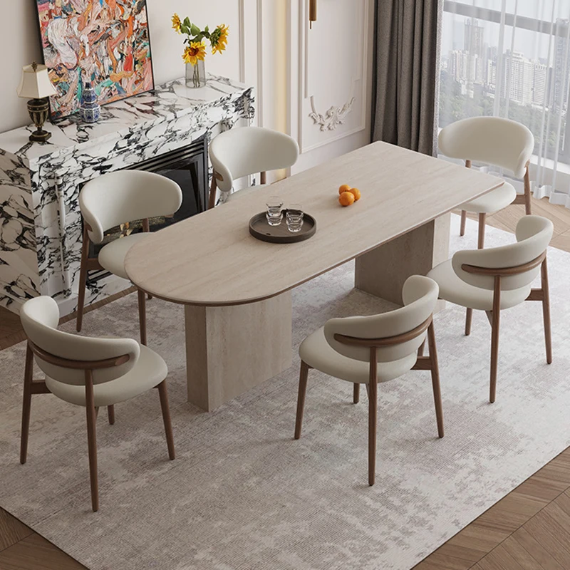 French Modern Table Luxury Design Rock Slab Comfortable Beautiful Household Dining Table Delicate Mesa Comedor Home Furniture