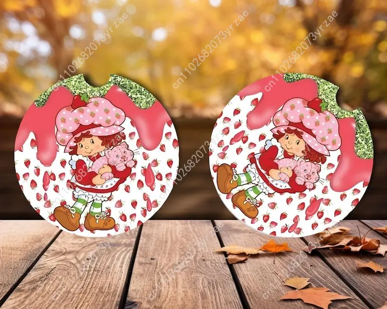 

Berry Girl Car Coasters 2pcs Absorbent Anti Slip Car Coasters Scalding Waterproof Easy Clean Car Interior Accessories