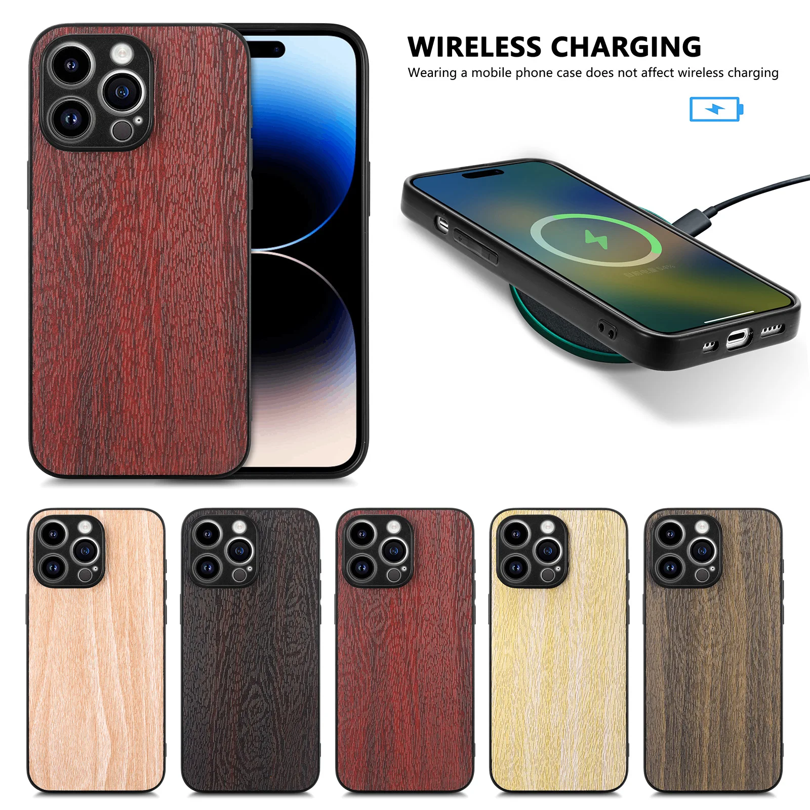 Phone case for iPhone15 wood grain  case fine hole imitation wood veneer wood shell Apple Samsung S24U protective case