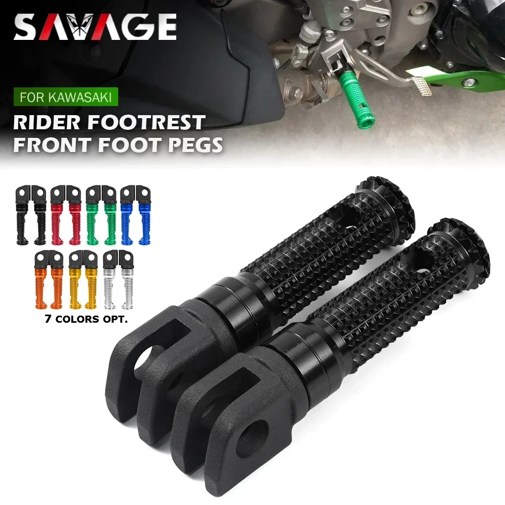 Front Footrest Foot Pegs Pedal For KAWASAKI Z900 Z750 Z650 Z300 Z250 Z125 VERSYS 650 1000 X300 NINJA 250 300 ZX14R Rider Footpeg