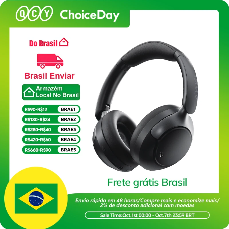 Qcy h3 pro anc fone de ouvido sem fio 50db cancelamento de ruído fone de ouvido de áudio espacial de alta resolução com ldac bluetooth 5.4 sobre fone de ouvido