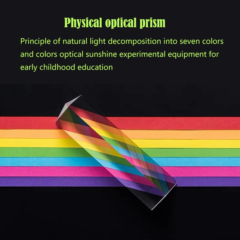 Triangular Prism BK7 Optical Prisms 25x25x80mm Glass Physics Teaching Refracted Light Spectrum Rainbow Children Students Present