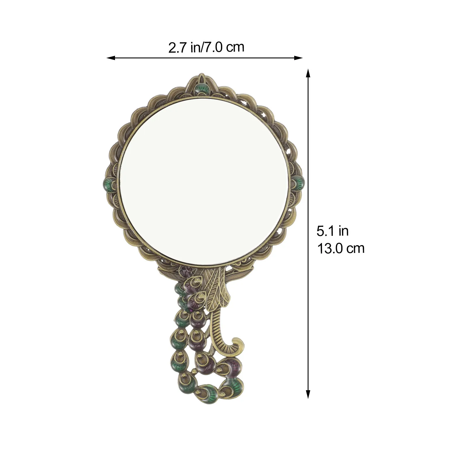 1 set 1 Set Of Vintage Metal Handheld With Comb Compact Lightweight Makeup For Travel Portable Small Mirror Sturdy Hand