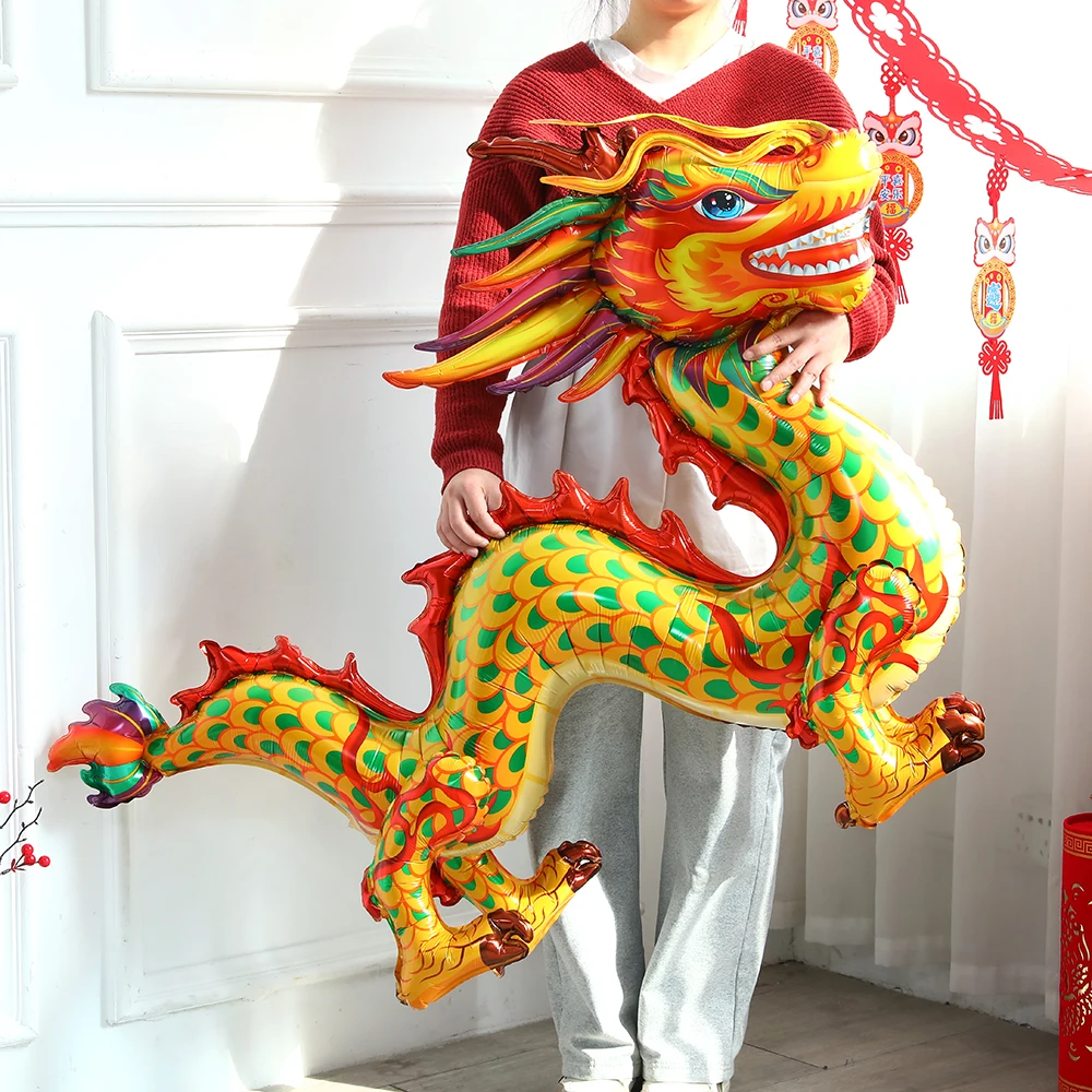 Large Standing Dragon Foil Balloon Chinese New Year Party Home Decor Year Of the Dragon Lunar Spring Festival Supplies Kids Toy