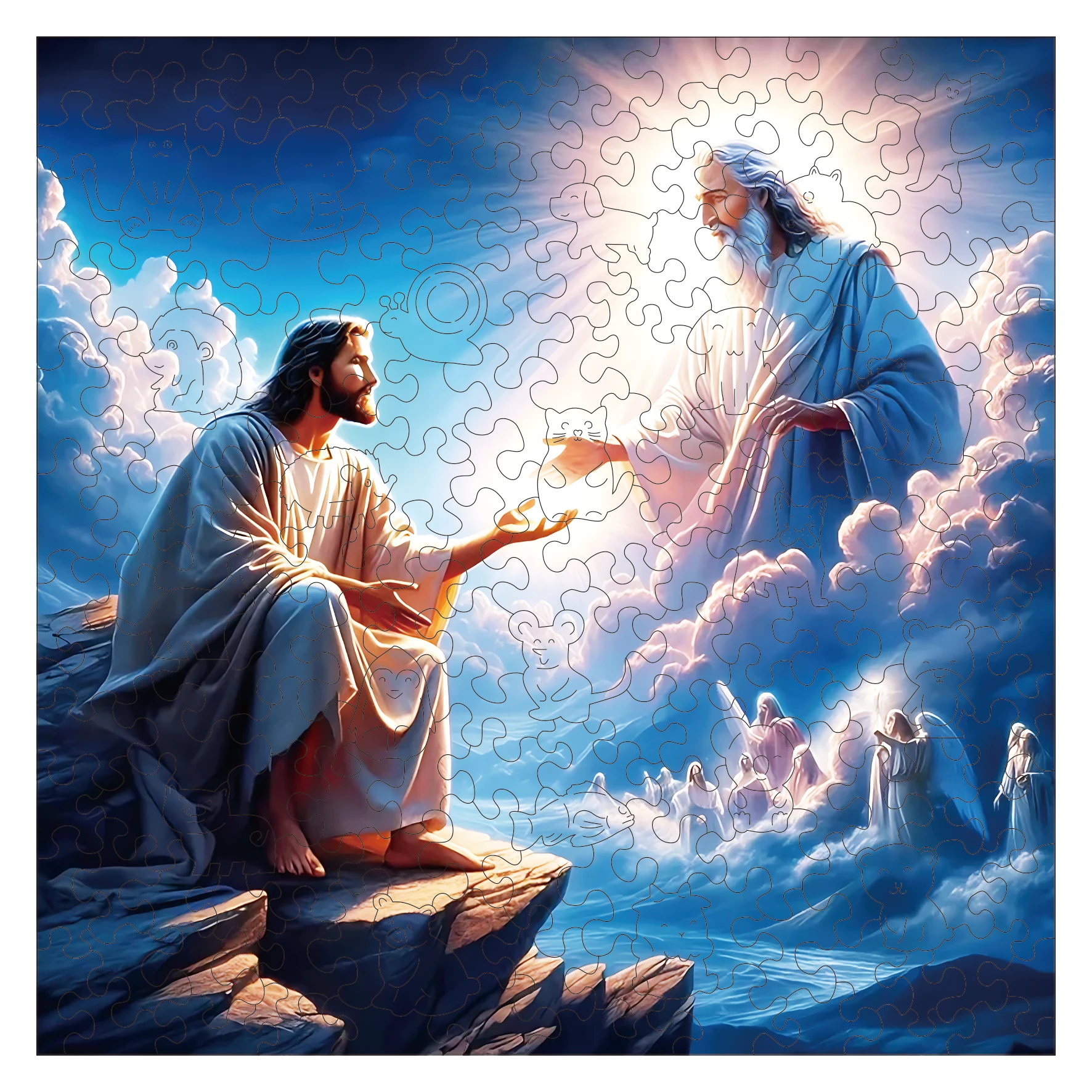 

Деревянные головоломки для взрослых, пазлы благословения Борода, специальные праздничные подарки для друзей, семейного современного искусства, домашний декор