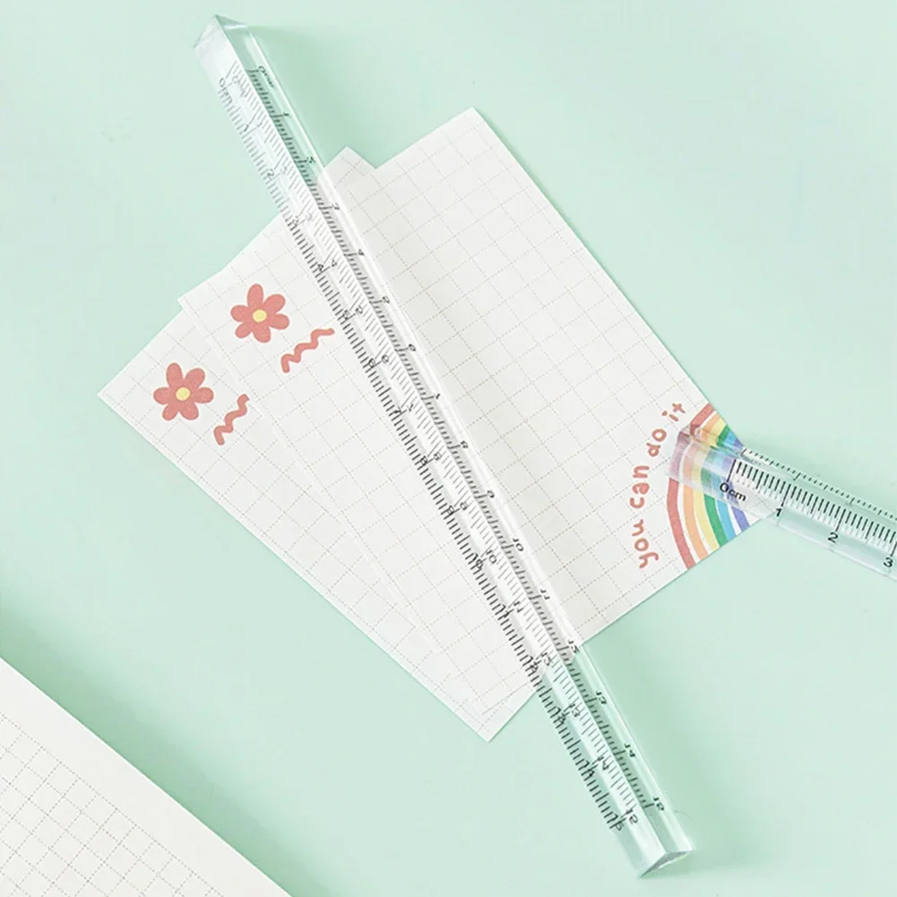 Creative Prism Straight Ruler 0-15cm Acrylic Mathematics Ruler Architectural Scale Ruler Scale Tool Student Stationery