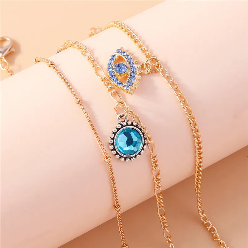 Aihua Bohemian Kristall türkisch glücklich blau Auge Armband Armreif für Frauen Gold Farbe Kette Armband Set Vintage Boho Schmuck Geschenke – Detail 27