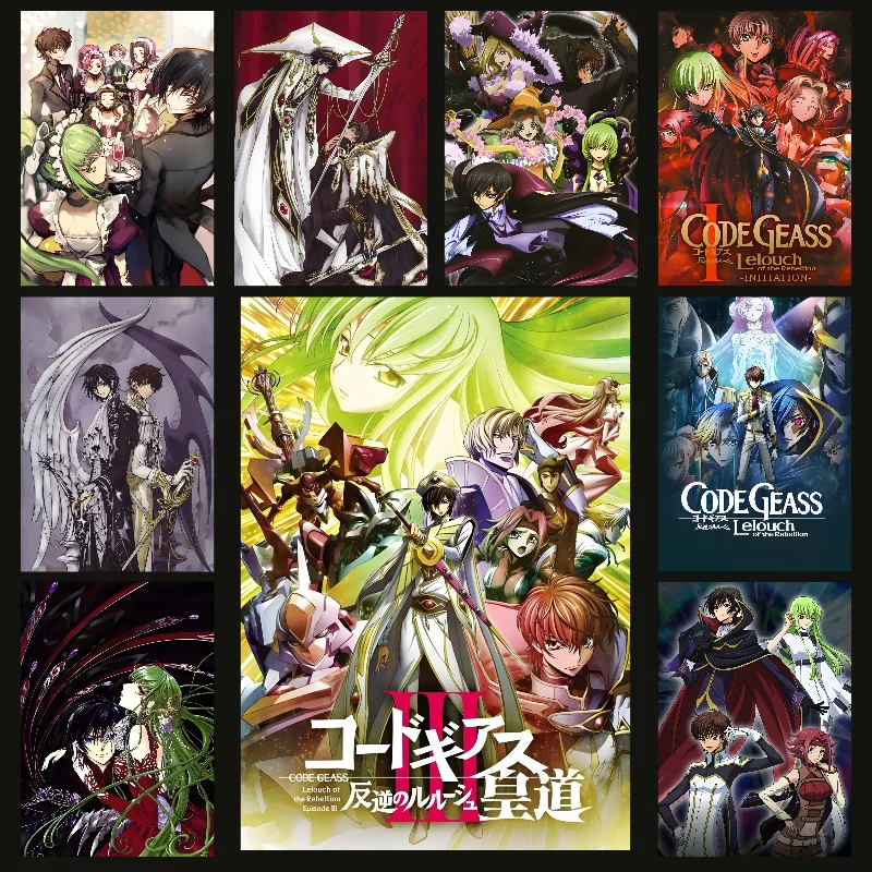 Code Geass Lelouch of The Rebellion Anime Poster Self-adhesive Art Waterproof Paper Sticker Coffee House Bar Room Wall Decor