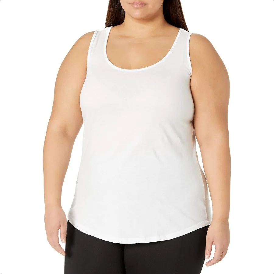 

JUST MY SIZE Women's Size Cotton Jersey Shirttail Tank Top Plus Sleevel Shirts