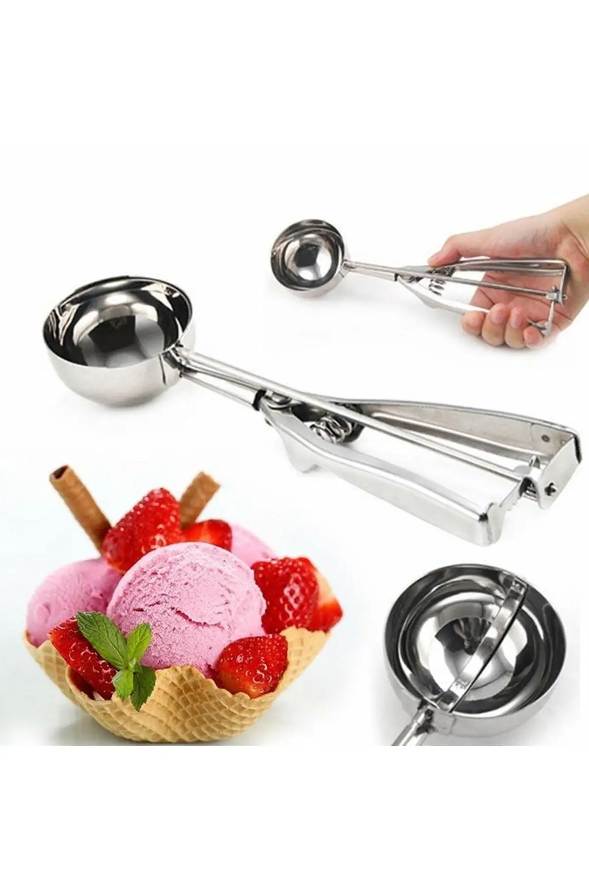 Steel Lux Ball Shaped Ice Cream Spoon