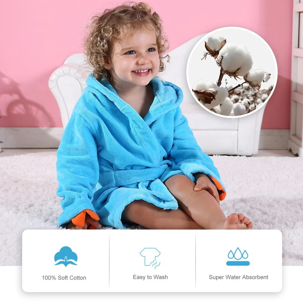 MICHLEY Animals Dinosaur Hooded Baby Bathrobe Cotton Soft Infant Bath Towel Robe Pajamas For Kids Boy Girl Children Winter 1-5T