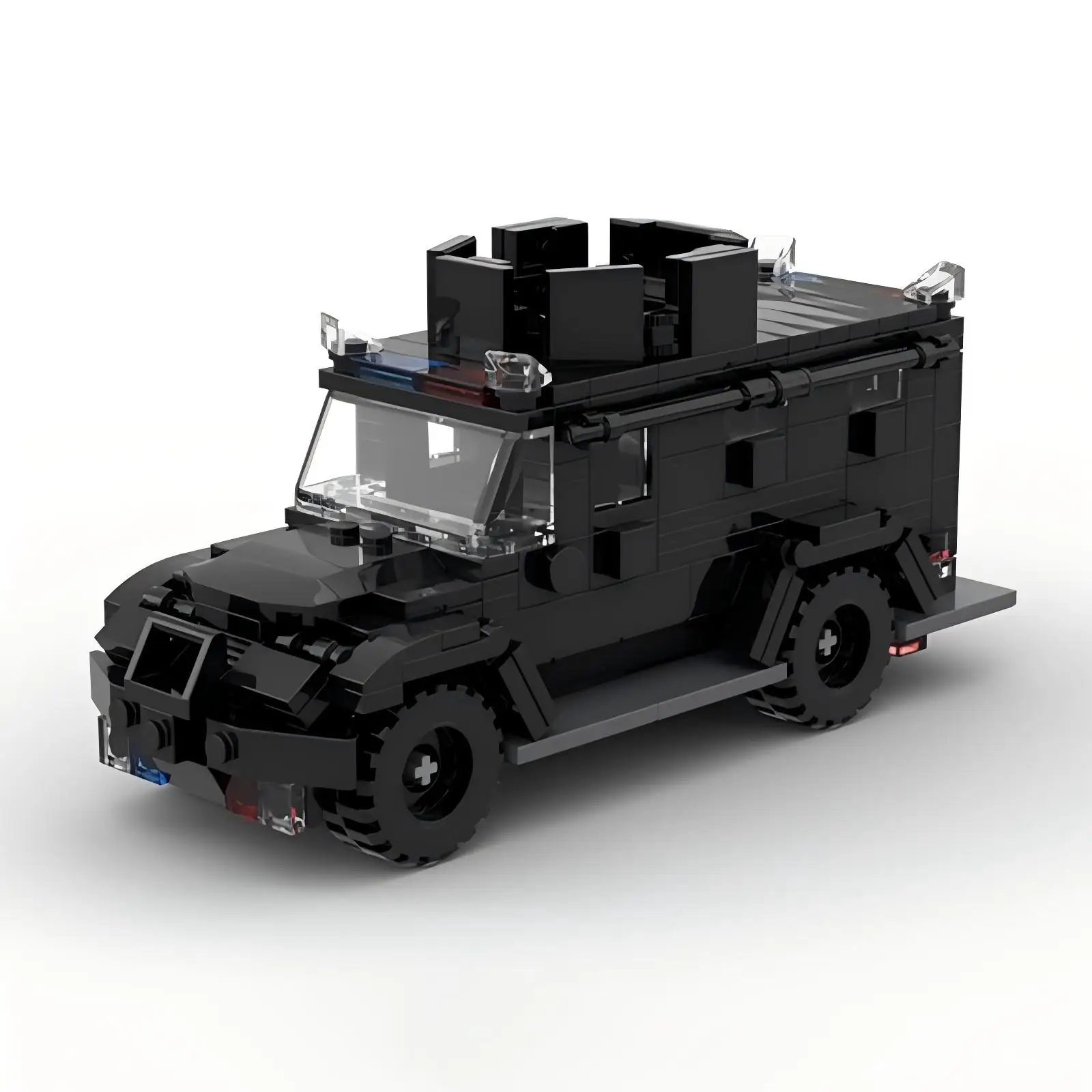 MOC Urban Speed Offroad-Fahrzeug Kreatives Panda-Polizeiauto-Modell DIY Kinder-Puzzle Baustein-Set Montage-Spielzeug Geburtstagsgeschenk – Detail 1