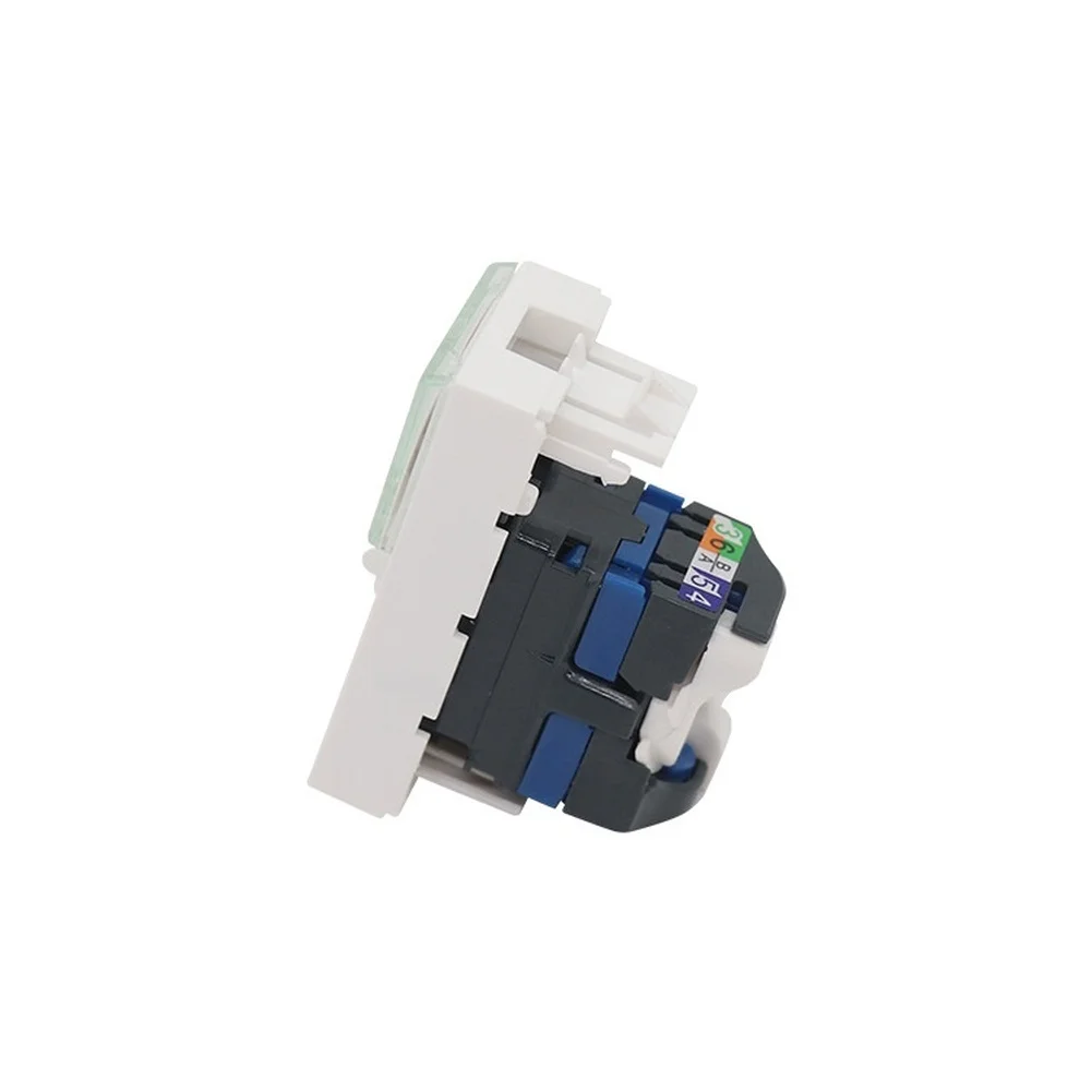45x22.5mm Cat6 Rotatable Connector Panel For French Style Faceplate With Dust Cover Label Holder Great For Network Server Room