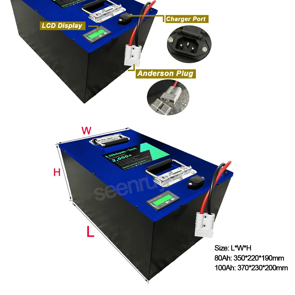 SEENRUY 72V 80AH 100AH Li-ion Lithium Polymer Battery Perfect For 8000W Forklift Crane Truck Tricycle Motorcycle