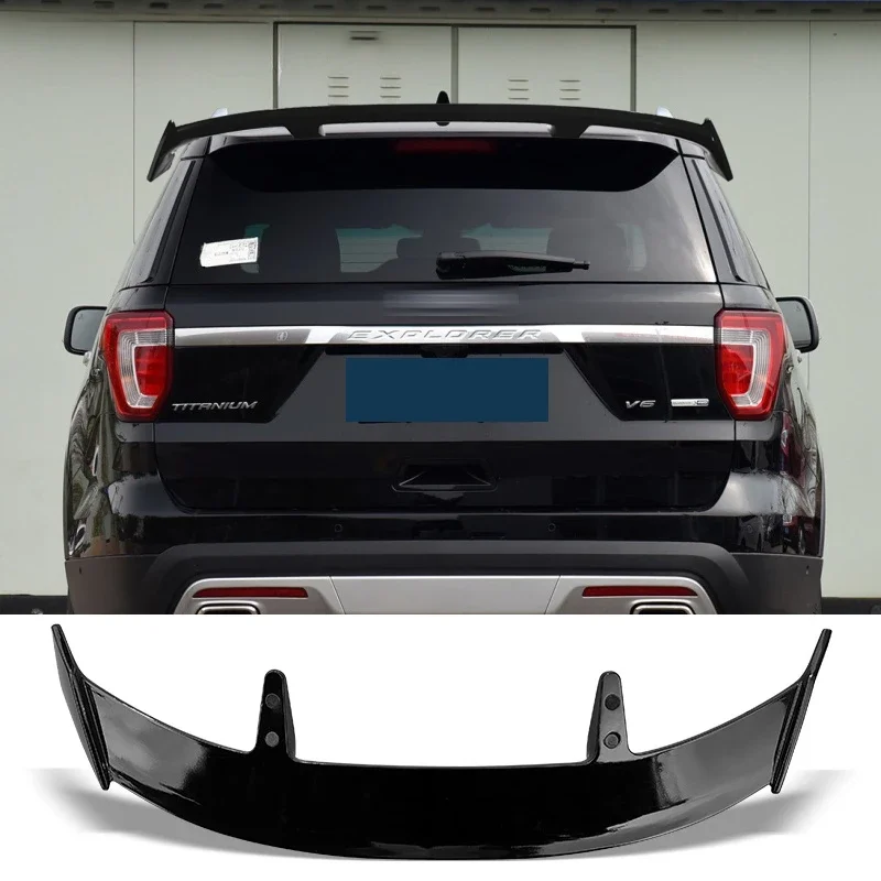 New！ Gloss Black Spoiler for Ford Explorer Titanium Carbon Surface Rear Trunk Wing Decoration Accessories