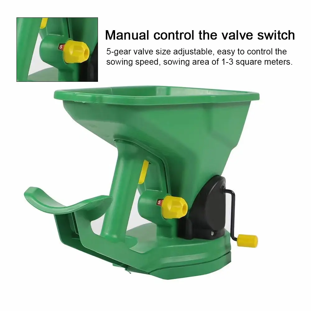 1.5L Capacity Gardening Seed Spreader Manual Seeder with 5 Gears Adjustable for Sowing Fertilizing Melting Snow for Garden Lawn