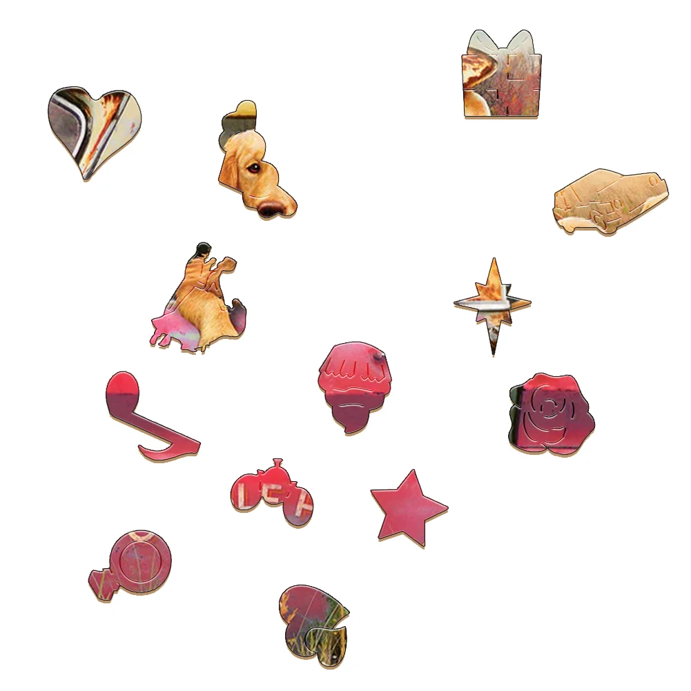 Dog Wooden Jigsaw Puzzles Mysterious Cute Golden Retriever Animal Wood Puzzle 3D Craft Interactive Games Puzzle Toy For Kids