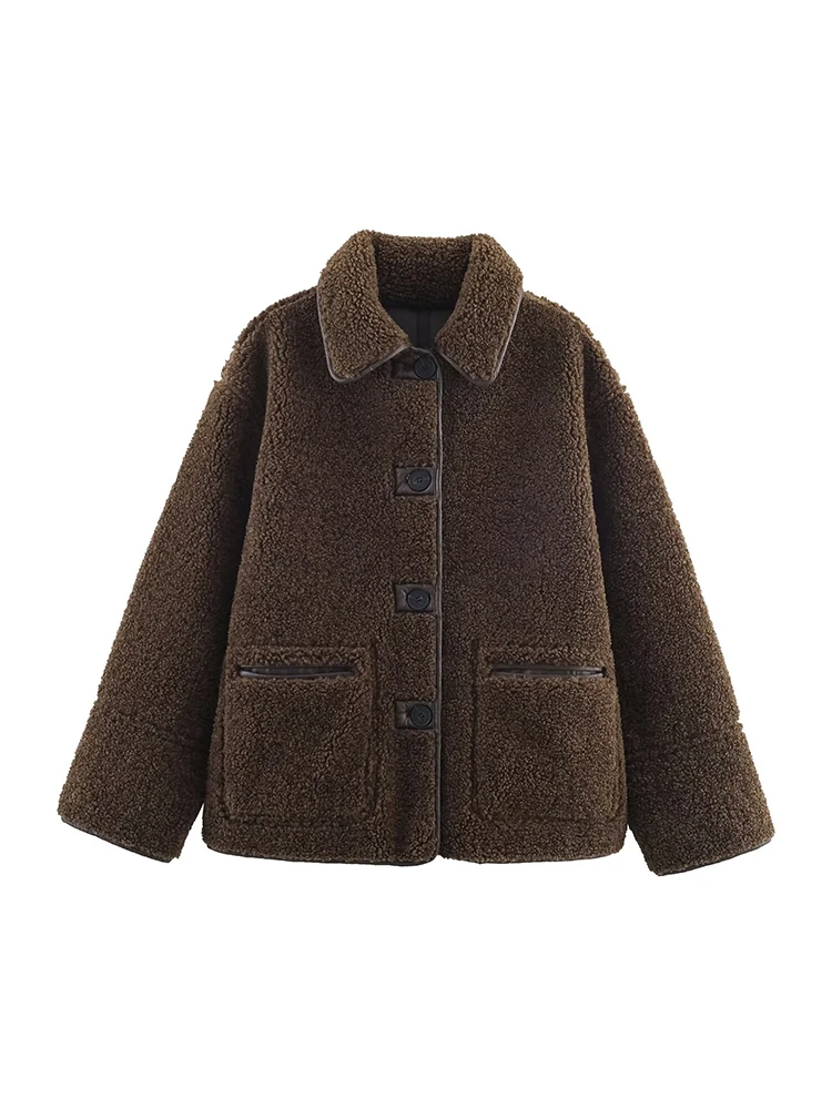 

Women's Double Sided Jacket 2025 Women New Long Sleeve Button High Street Short Jacket Lady Autumn New Fashion Leisure Outerwear