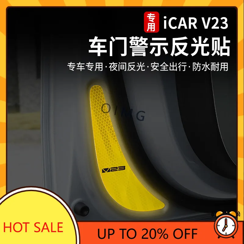 OIMG High-end OIMG High-end For Chery I CAR V23 Door Reflective Warning Strip Car Sticker Decal Exterior Accessories Custom Fit